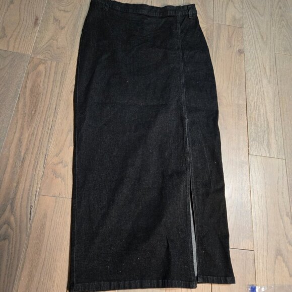 Stanley Morgan Black Denim Skirt Long Size 18 - Picture 3 of 3